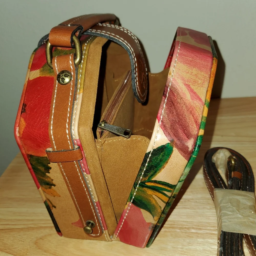 Patricia Nash Mini Leather Floral Print Crossbody Bag - Picture 14 of 15